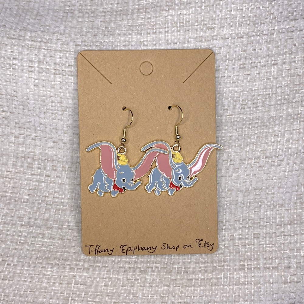Handcrafted Disney Inspired Dumbo Dangly Earrings NWT